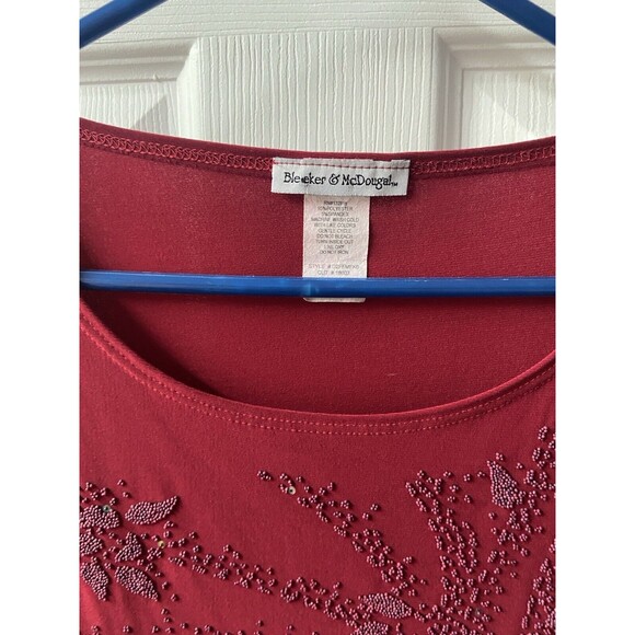 Bleecker and McDougal Top Womens Large Read Beaded Holiday Sleeveless Shell USA - Picture 4 of 9